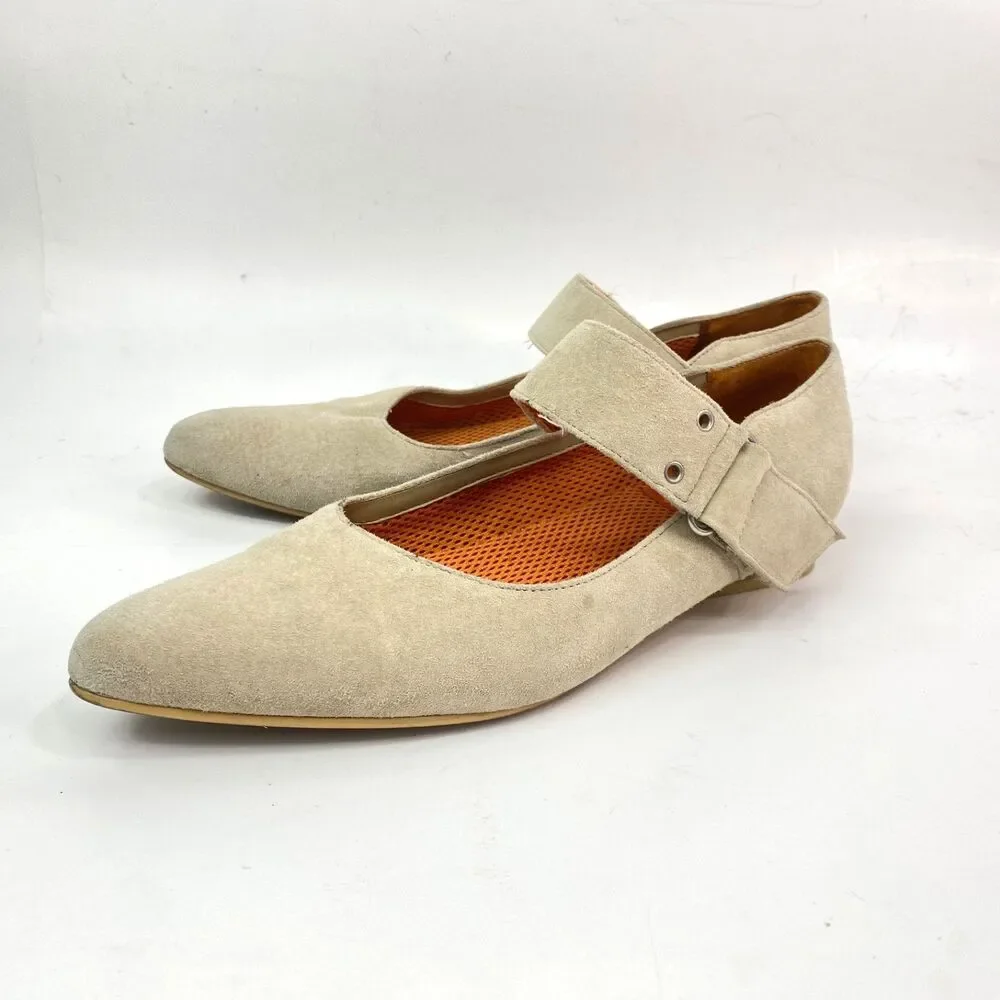 Rocket Dog Leather Nubuck Neutral Beige Loafer Flats Straps Pointed Toe Career
